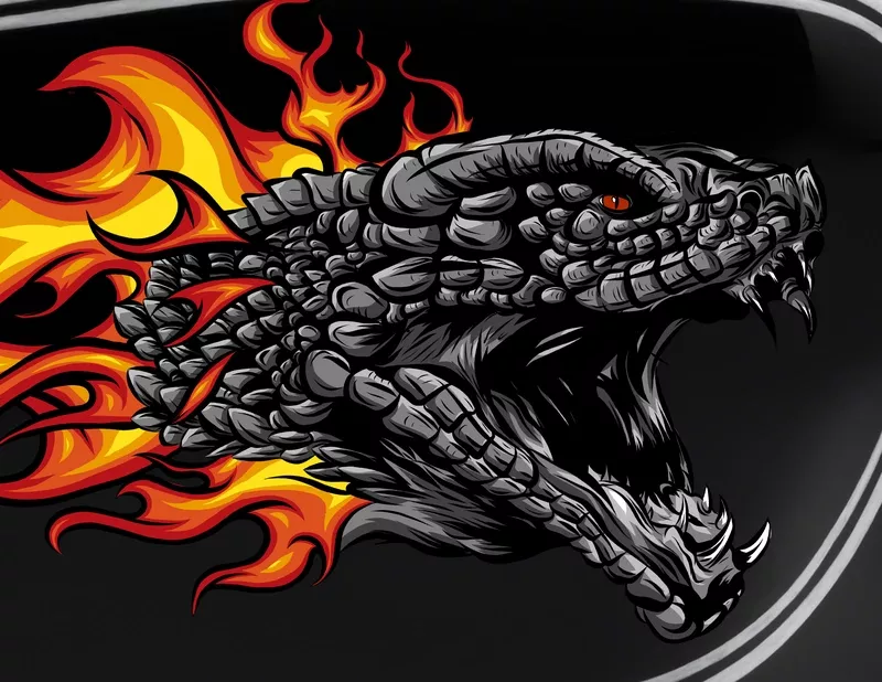 Motorradaufkleber Godzilla on Fire