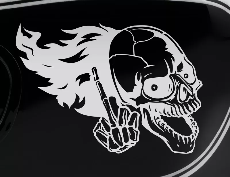 Motorradaufkleber Flying Skull on Fire