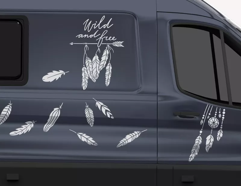 Autoaufkleber Boho Federschmuck