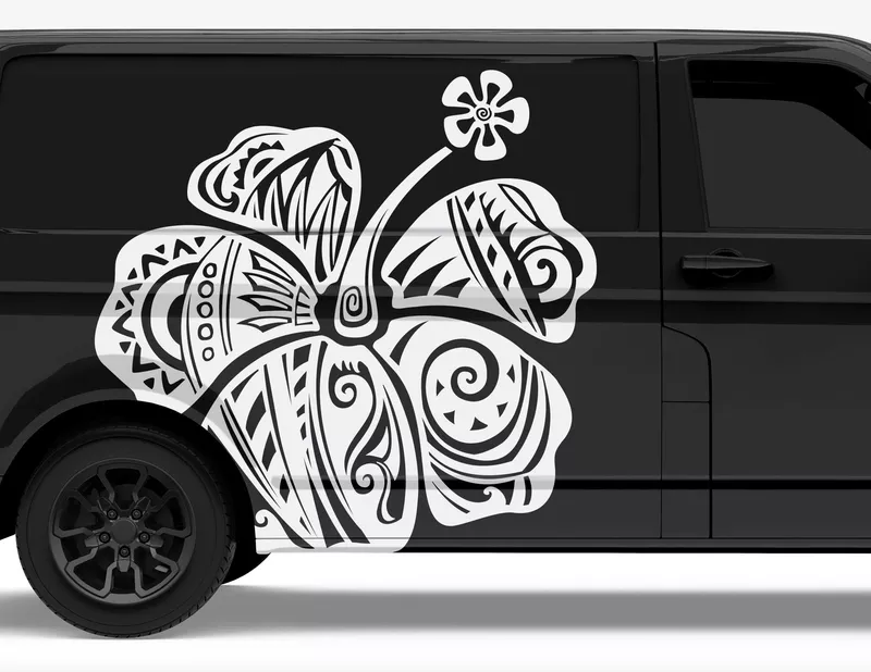 Autoaufkleber Hibiskus Maori