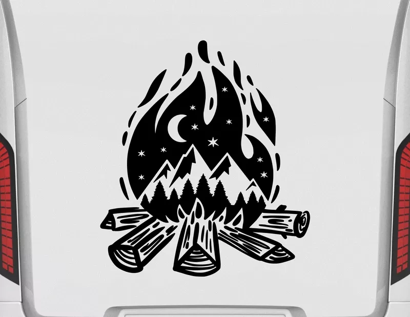 Autoaufkleber Bergliebe & Lagerfeuer