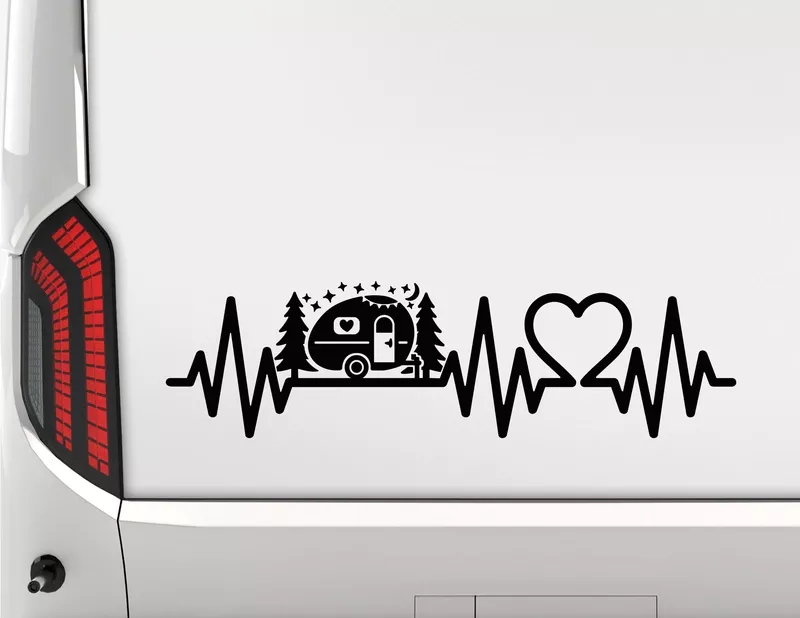 Autoaufkleber Wohnwagen-Herzschlag