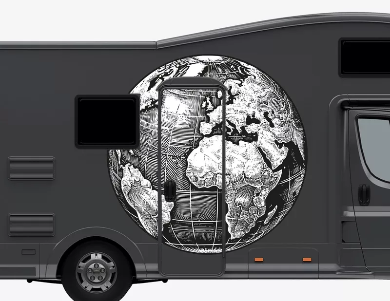 Autoaufkleber Vintage Weltkarte Rund