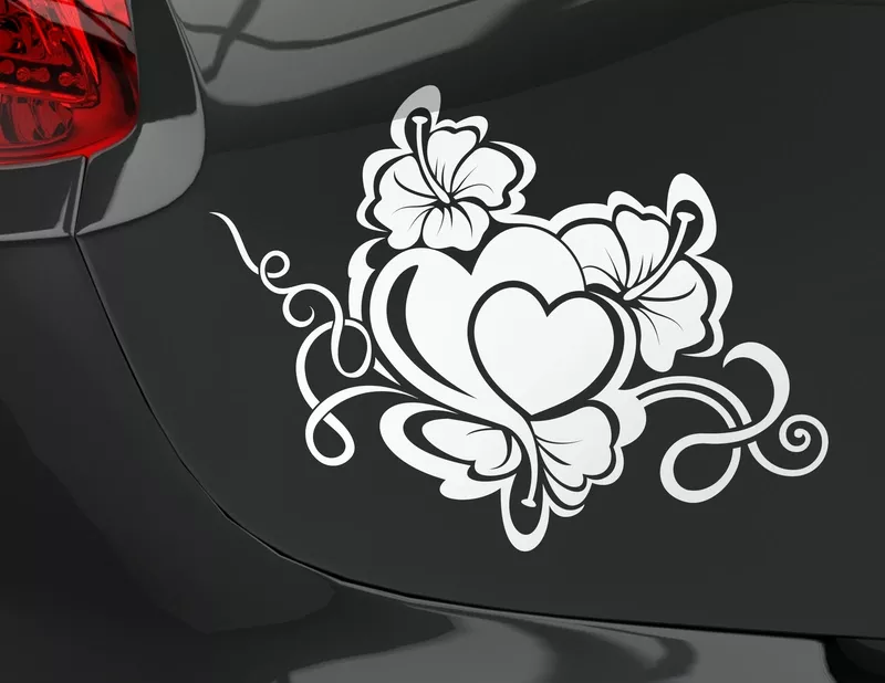 Autoaufkleber Hibiskus mit Herz