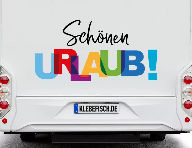 Wohnmobil-Aufkleber Schönen Urlaub in allen Farben