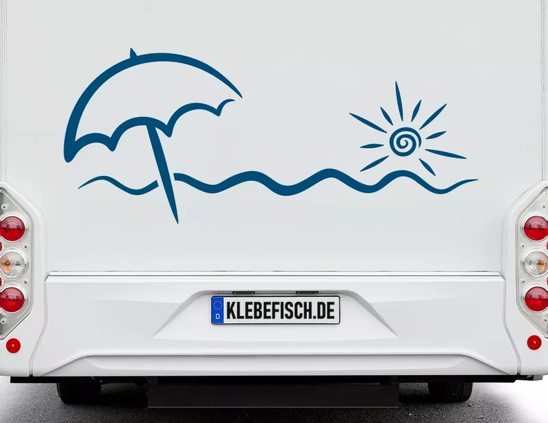 Wohnmobil-Aufkleber Sonnenschirm & Meeresbrise