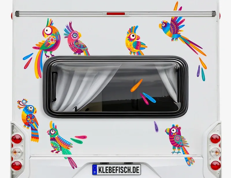 Wohnmobil-Aufkleber Funky Kakadus