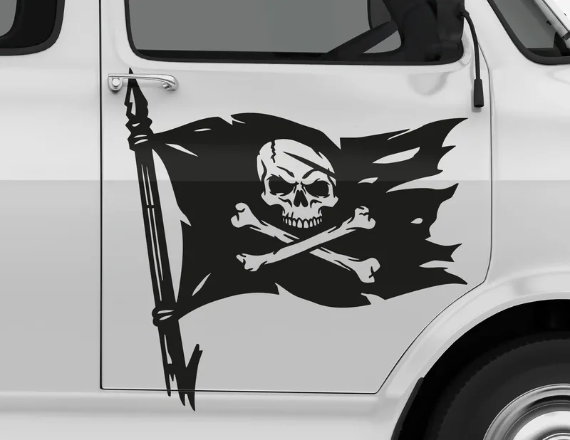 Wohnmobil-Aufkleber Piratenflagge mit Totenkopf