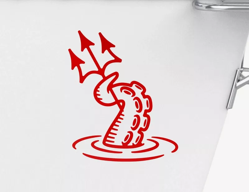 Bootsaufkleber Kraken Dreizack