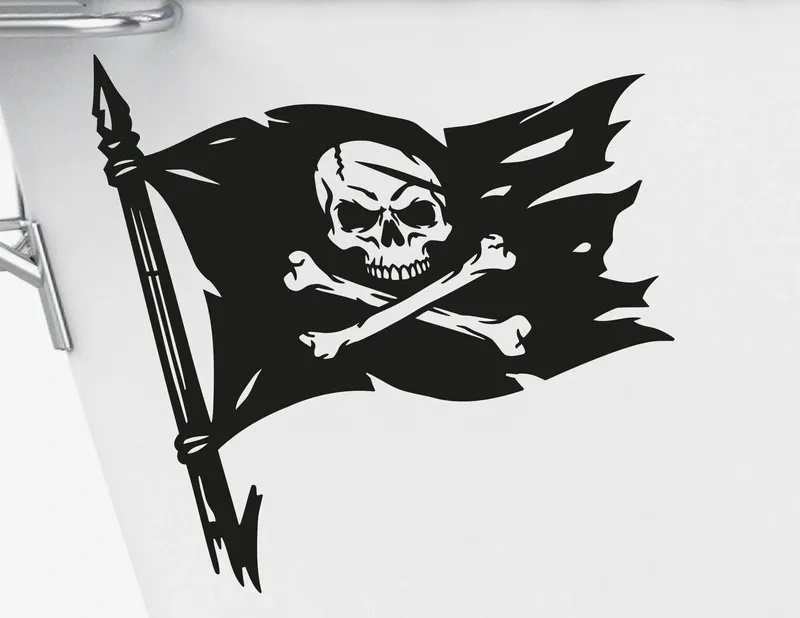 Bootsaufkleber Piratenflagge mit Totenkopf