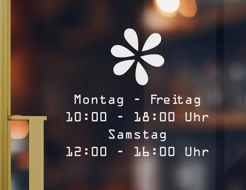 Öffnungszeiten-Aufkleber Blossom