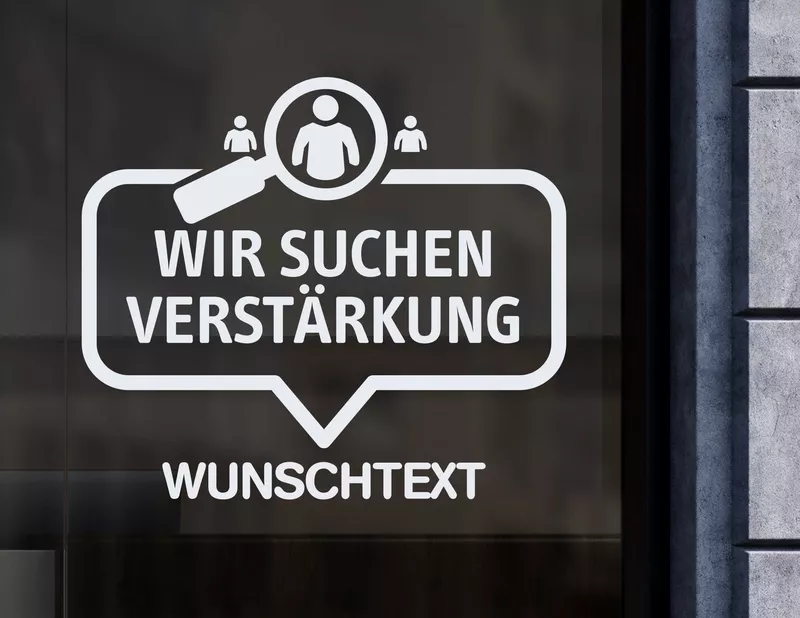 Aufkleber Wir suchen Verstärkung