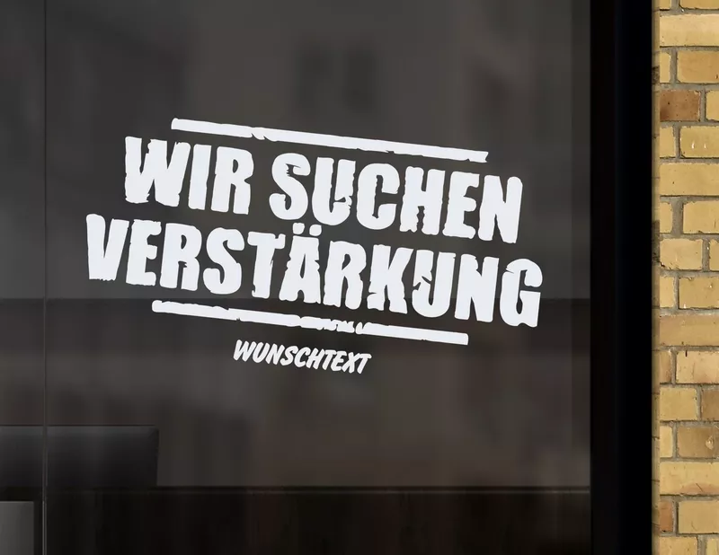 Aufkleber Wir suchen Verstärkung Stempel