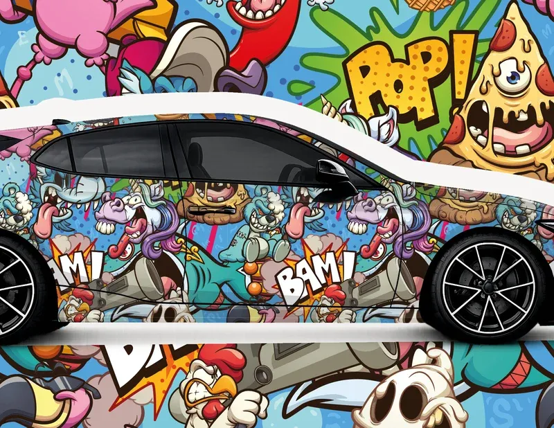 XXL Car-Wrapping Folie Crazy Cartoon Mashup