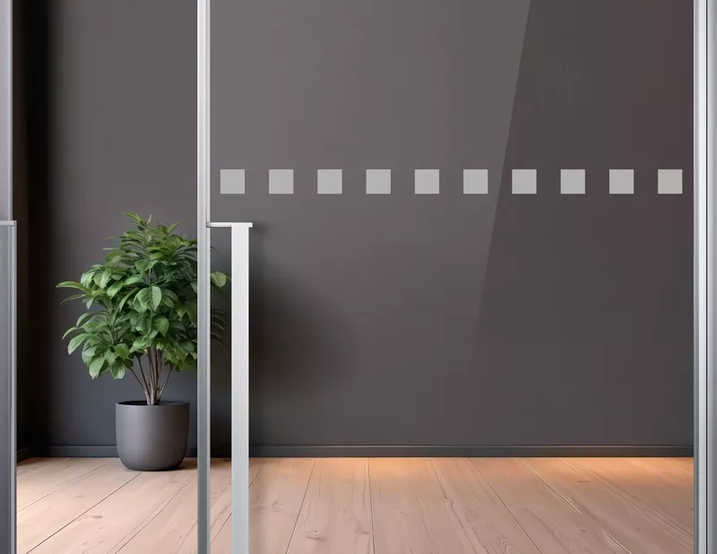 Durchlaufschutz Quadrate aus Milchglasfolie