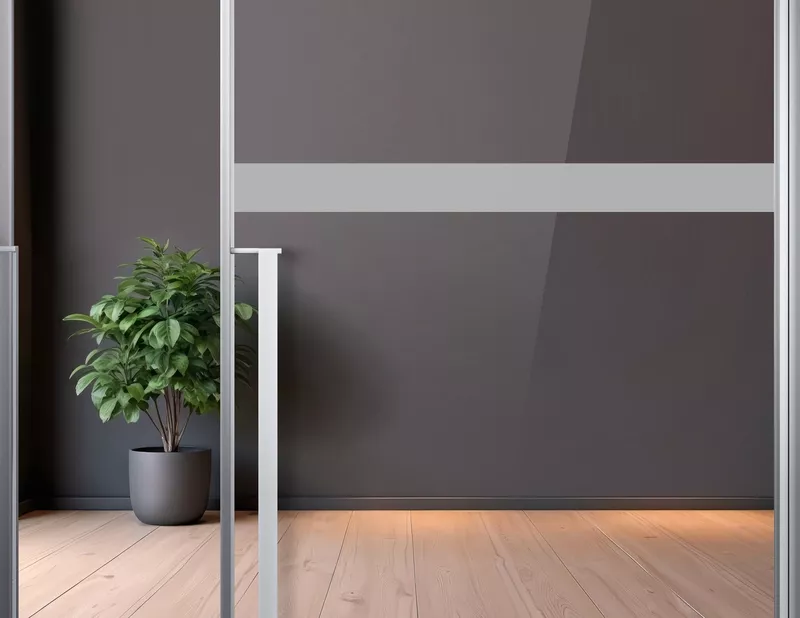 Durchlaufschutz Streifen aus Milchglasfolie