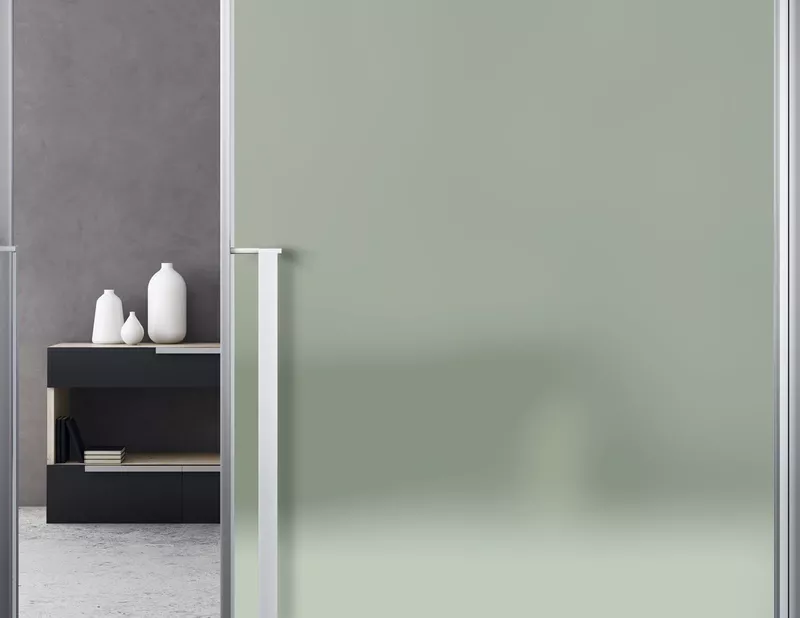 Milchglasfolie Salbeigrün im Zuschnitt