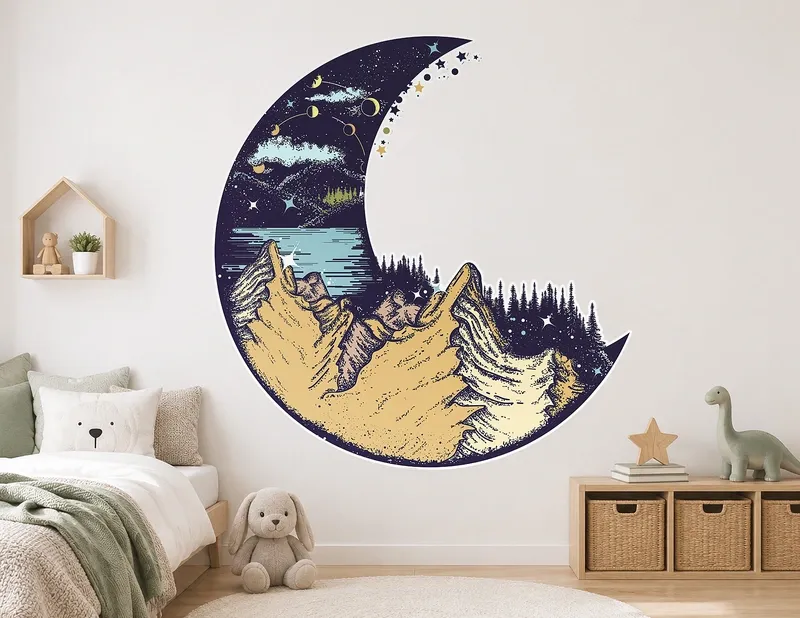 Wandtattoo Moon & Mountains