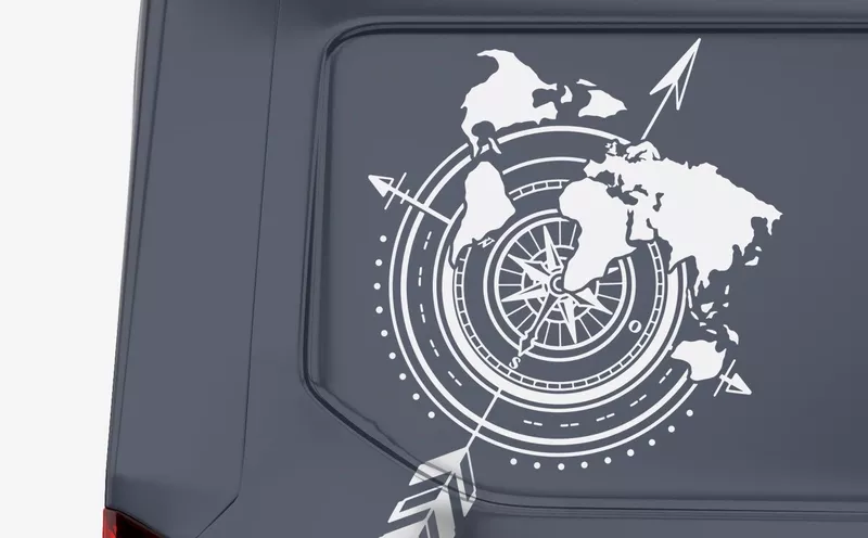 Kompass & Weltkarte Aufkleber