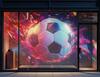 R&uuml;ckprojektionsfolie f&uuml;r Glasfl&auml;chen: Beispiel Schaufenster Fu&szlig;ball