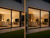 Sonnenschutzfolie Static Light bei Nacht: Links ohne Folie / rechts mit Folie